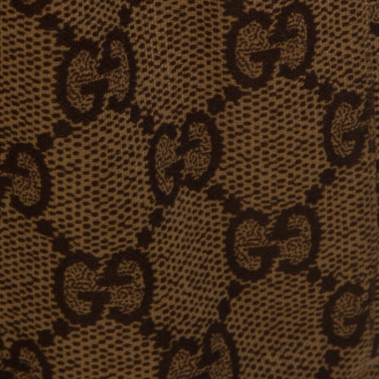 Pre Owned Gucci Brown Monogram Jersey Contrast Trim Detail Track Pants M