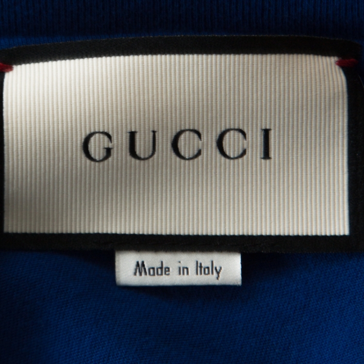 مملوكة مسبقًا Gucci Blue Distressed Snake Print Cotton Soave Amore T-Shirt L