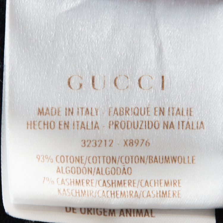 Pre Owned Gucci Navy Blue Patterned Cotton Cashmere Blend Polo T-Shirt XXL