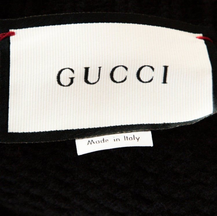Pre Owned Gucci Black Web Striped Wool Cable Knit Sweater M