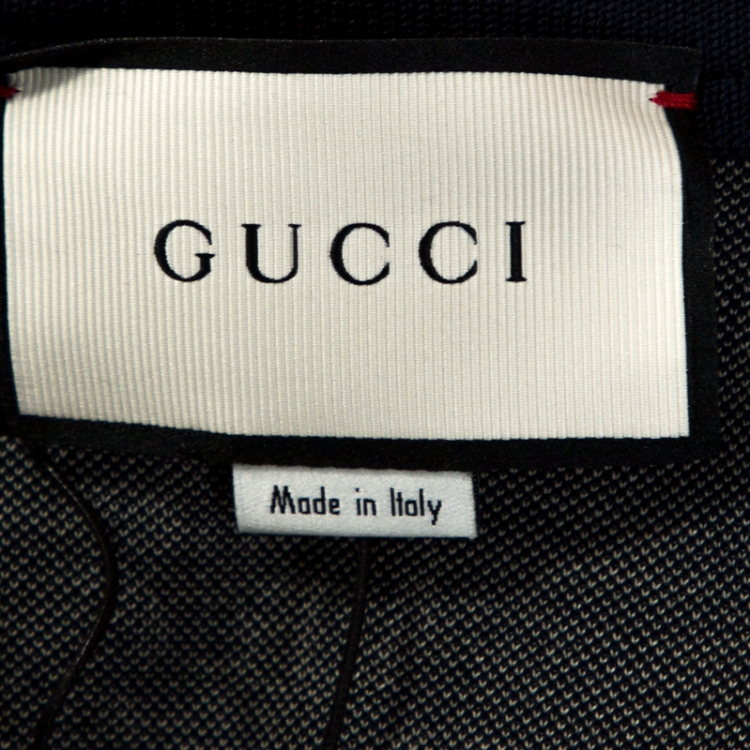 مملوكة مسبقًا Gucci Navy Blue GG Jacquard Jersey Web Detail Track Jacket L