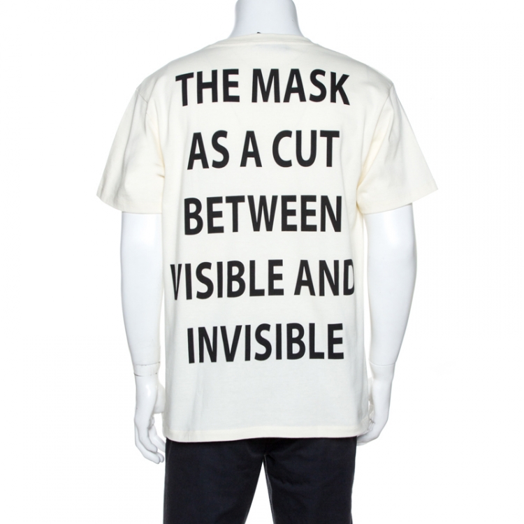 مملوكة مسبقًا Gucci Off White Logo Mask Print Cotton Oversized T-Shirt XS