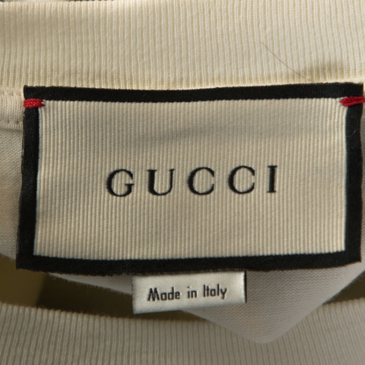 مملوكة مسبقًا Gucci Off White Logo Mask Print Cotton Oversized T-Shirt XS