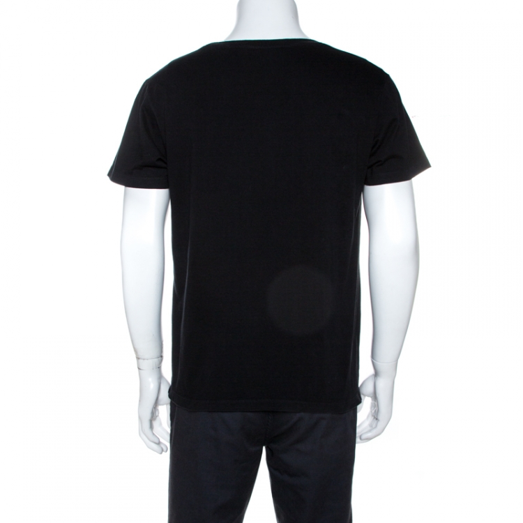 مملوكة مسبقًا Gucci Black Metal Logo Print Cotton Oversized T-Shirt XS