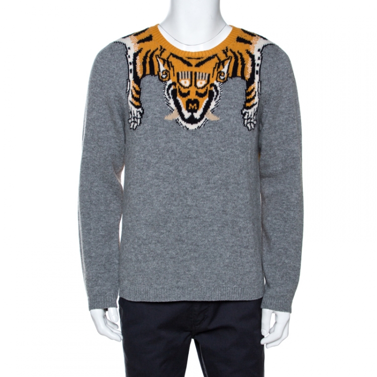 gucci tiger intarsia wool sweater