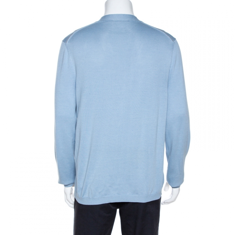 Pre Owned Gucci Light Blue Silk Blend Knit Button Front Cardigan XL