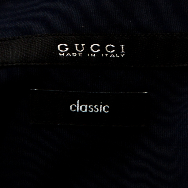 Pre Owned Gucci Midnight Blue Cotton Long Sleeve Classic Fit Shirt XL