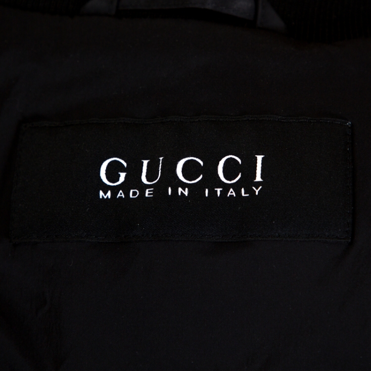 Pre Owned Gucci Black Web Detail Zip Front Bomber Jacket XL