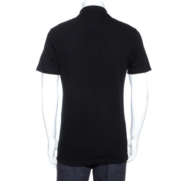 مملوكة مسبقًا Gucci Black Logo Embroidered Cotton Pique Polo T-Shirt L
