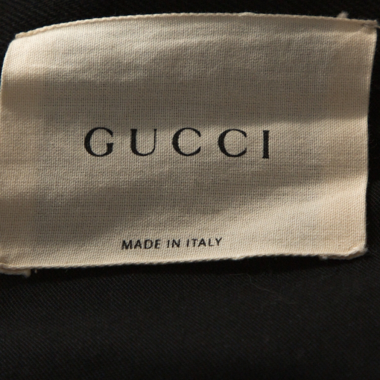 Pre Owned Gucci Dark Grey Denim Web Trim Hem Detail Slim Fit Jeans M