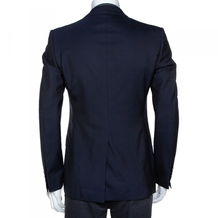 Pre Owned Gucci Midnight Blue Wool Double Button Tailored Blazer S