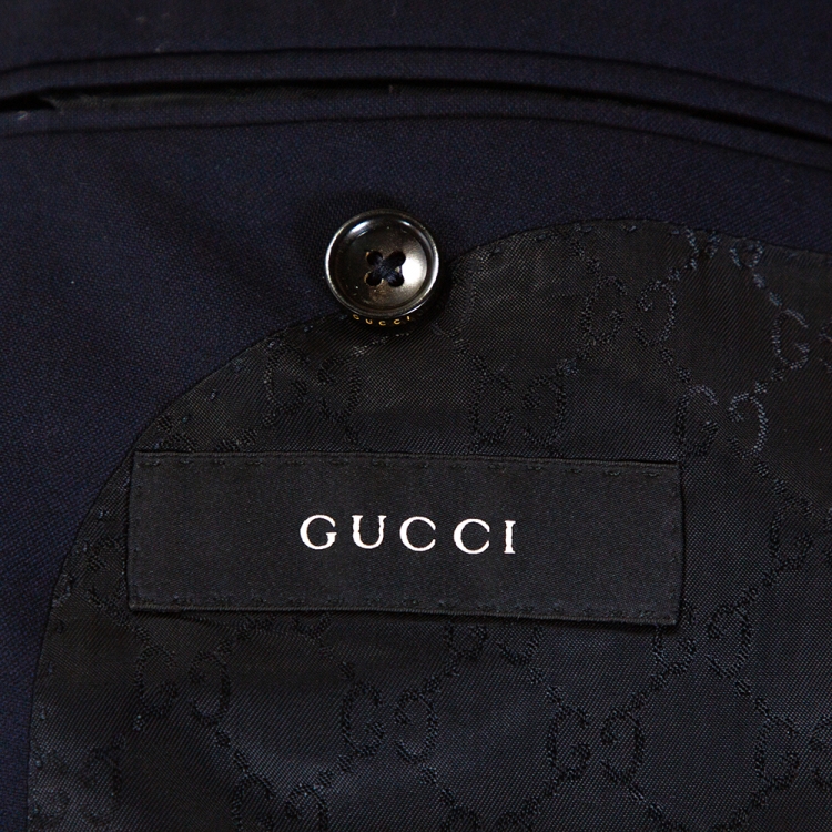 Pre Owned Gucci Midnight Blue Wool Double Button Tailored Blazer S