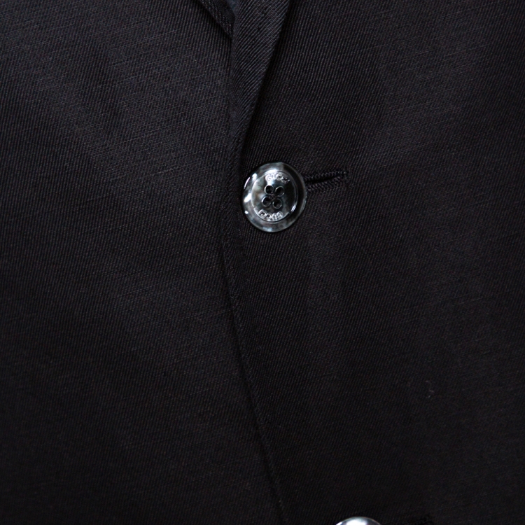 Pre Owned Gucci Black Cotton Lino Blend Two Buttoned Jacket M