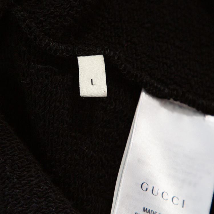 مملوكة مسبقًا Gucci Black Knit Blind for Love Tiger Patch Hoodie L 