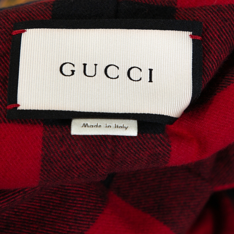 مملوكة مسبقًا Gucci Blue Denim & Plaid Lined Embroidered Detail Jacket XL