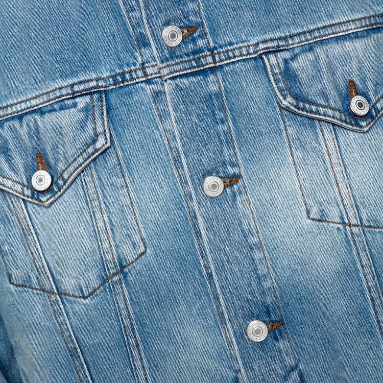 Pre Owned Gucci Light Blue Embroidered Denim Jacket L