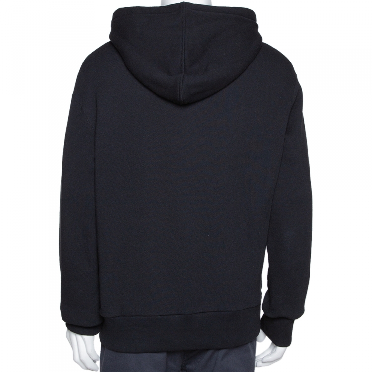 Pre Owned Gucci Black Gucci Cities Print Cotton Hooded Sweatshirt M