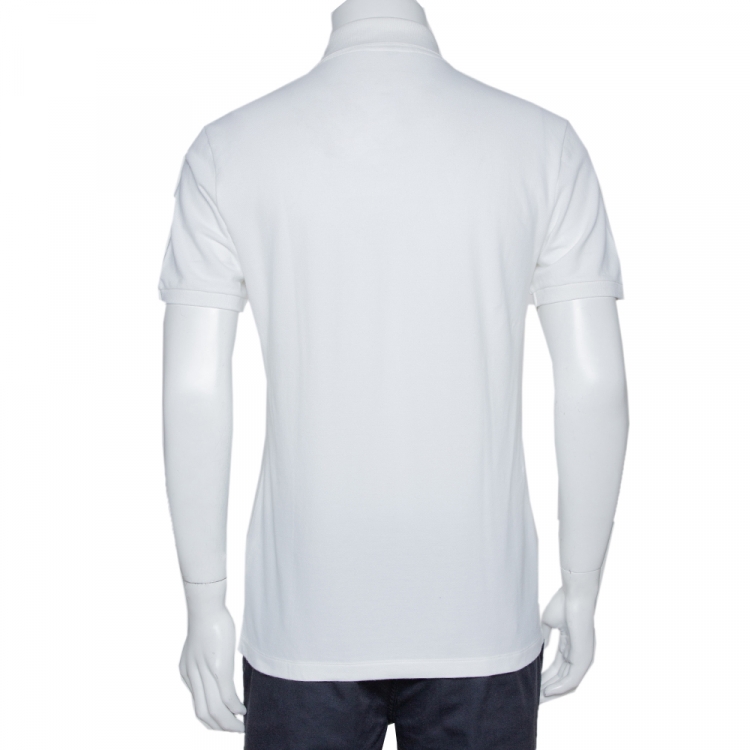 Pre Owned Gucci White Horse Embroidered Cotton Slim Fit Polo T-Shirt M