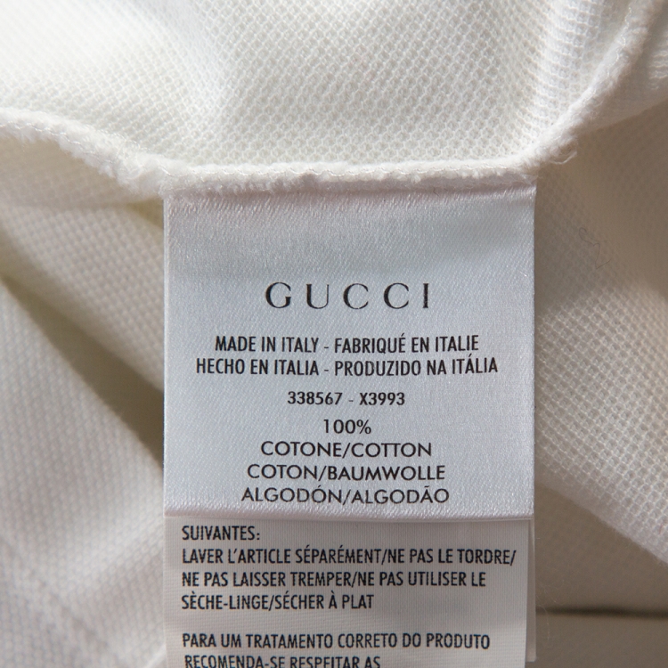 Pre Owned Gucci White Horse Embroidered Cotton Slim Fit Polo T-Shirt M