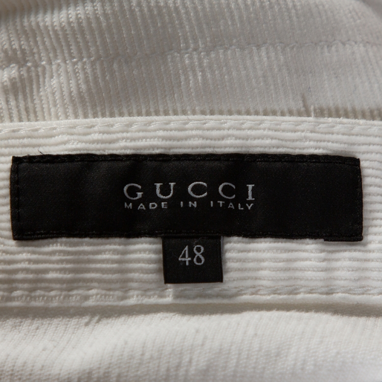 مملوكة مسبقًا Gucci White Cotton Corduroy Tapered Trousers M