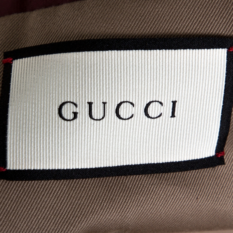 Pre Owned Gucci Beige Cotton Crochet Trim Three Buttoned Jacket M