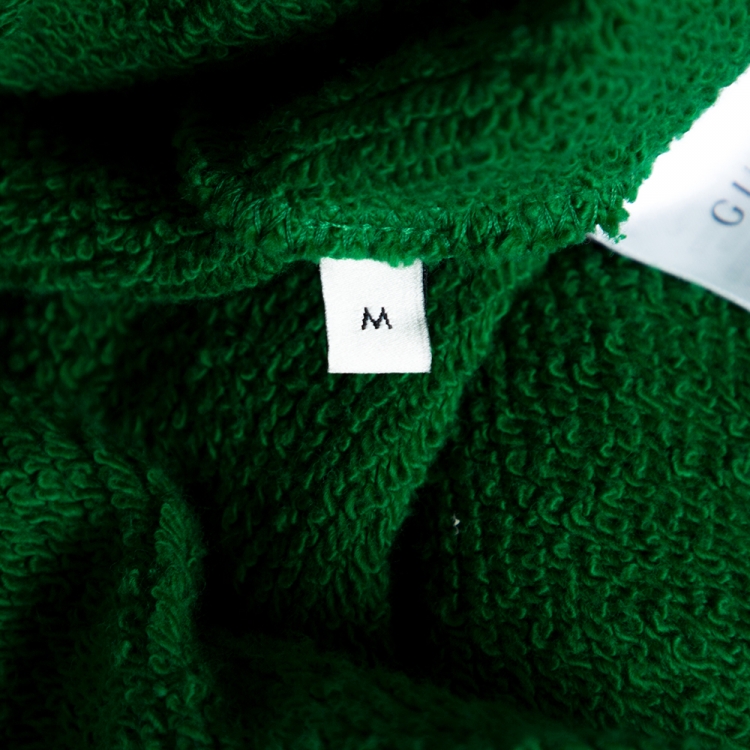 Pre Owned Gucci Green Cotton Jersey Guccy Embroidered Teddy Bear Hoodie M