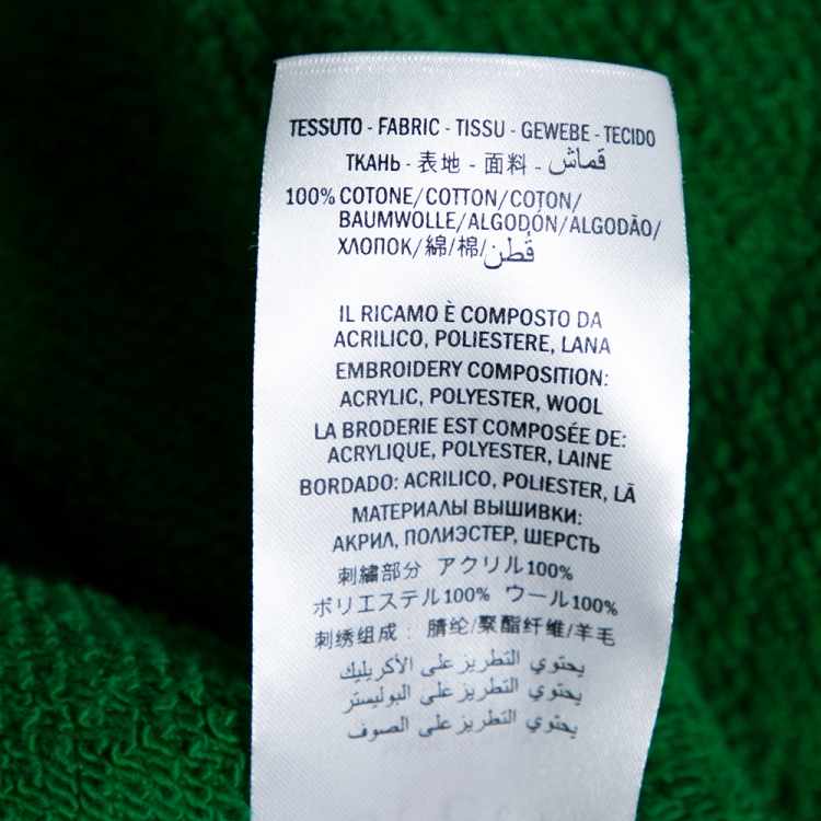 Pre Owned Gucci Green Cotton Jersey Guccy Embroidered Teddy Bear Hoodie M