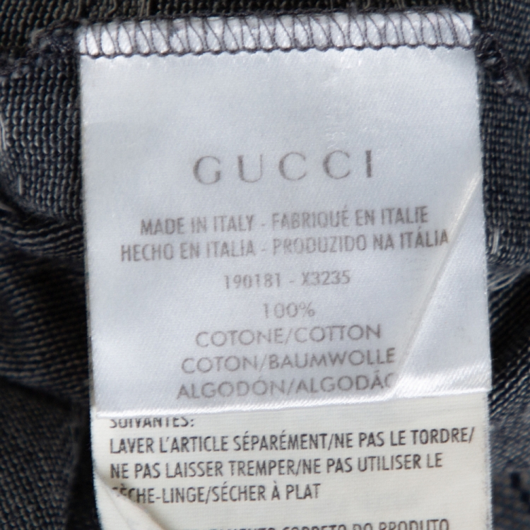Pre Owned Gucci Grey Cotton Guccissima Print Polo T-shirt M