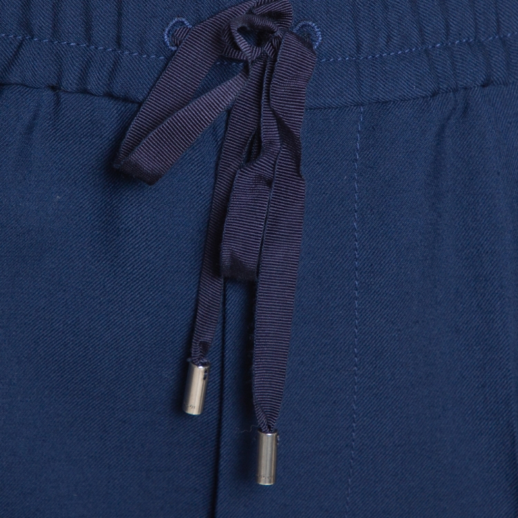 Pre Owned Gucci Blue Wool Mohair Web Striped Cropped Pants S