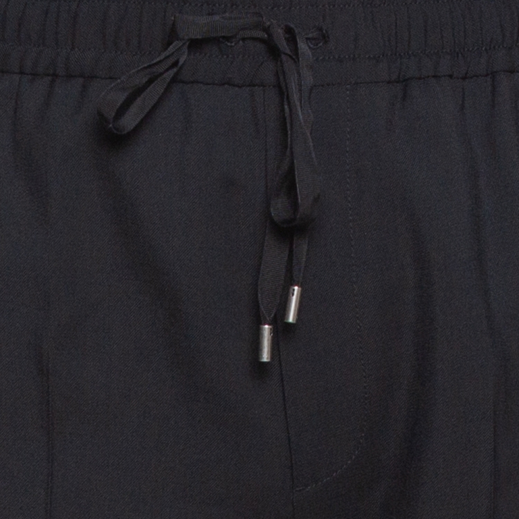 Pre Owned Gucci Black Wool Web Striped Cropped Trousers S