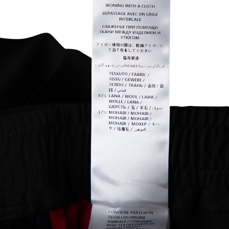 Pre Owned Gucci Black Wool Web Striped Cropped Trousers S