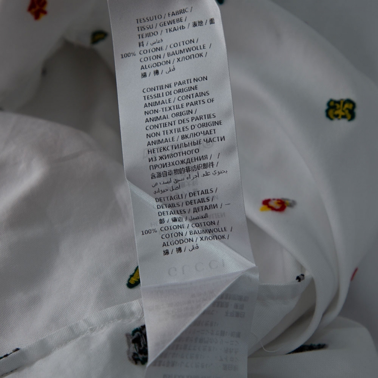 Pre Owned Gucci White Cotton Oxford Symbols Fil Coupé Slim Fit Shirt XL