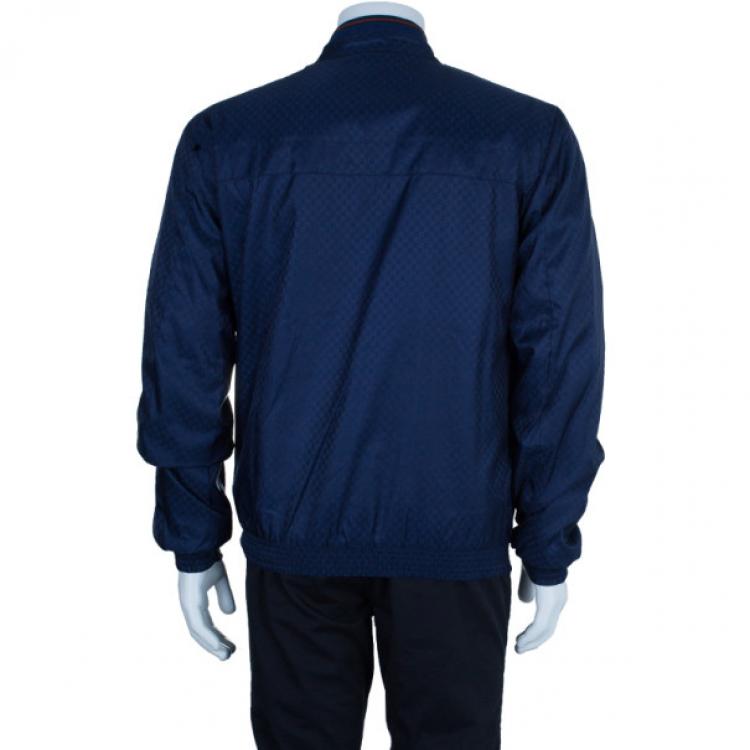 Pre Owned Gucci Navy Nylon Monogram Men's Bomber Jacket L