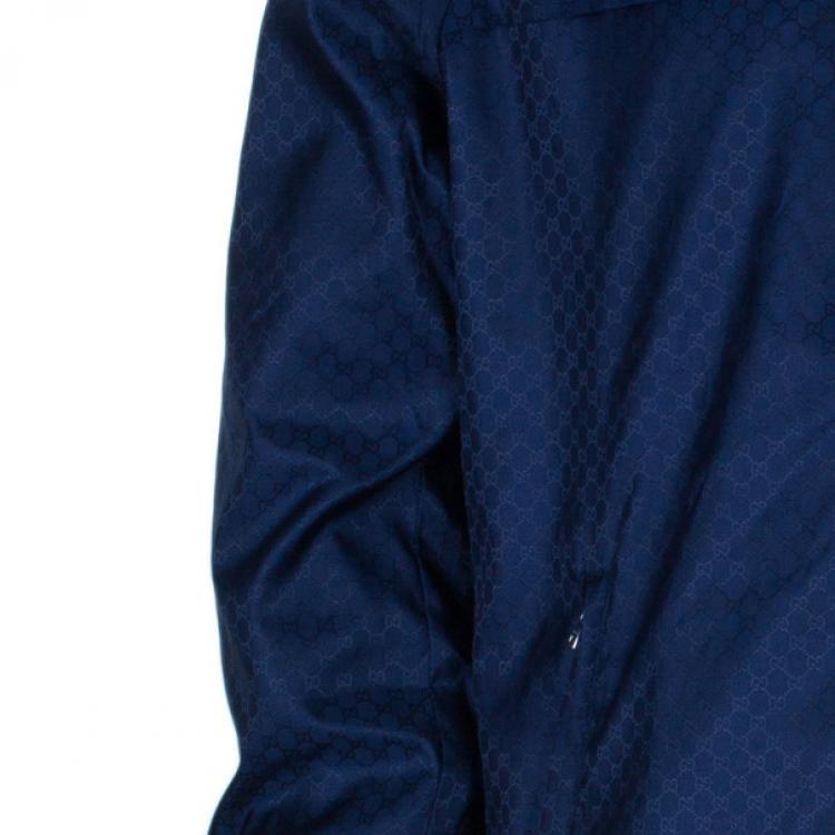 Pre Owned Gucci Navy Nylon Monogram Men's Bomber Jacket L