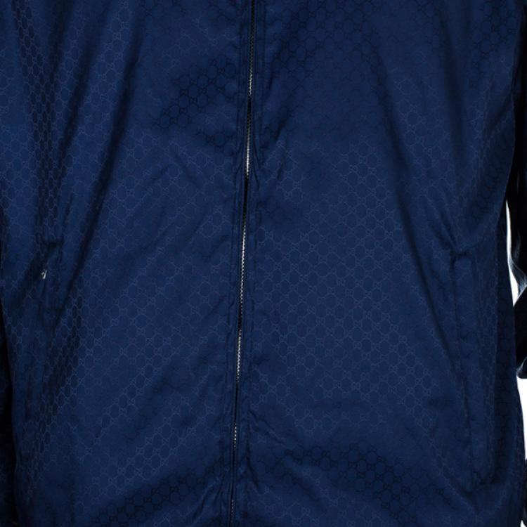 Pre Owned Gucci Navy Nylon Monogram Men's Bomber Jacket L