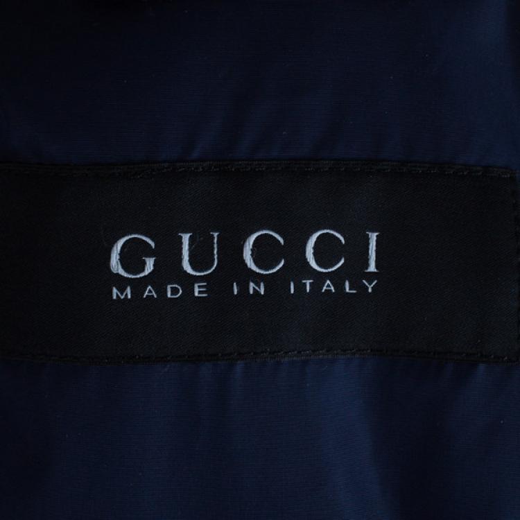 Pre Owned Gucci Navy Nylon Monogram Men's Bomber Jacket L