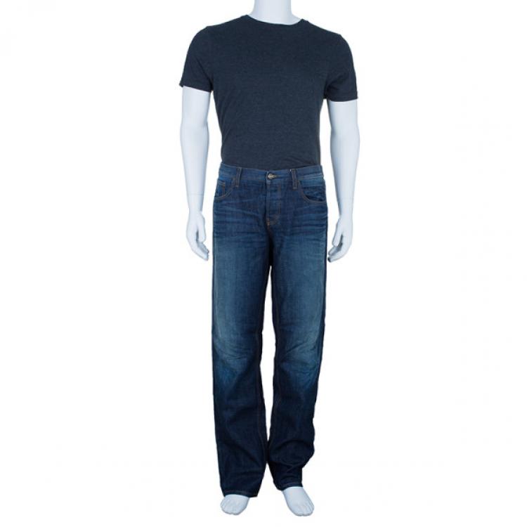 Pre Owned Gucci Men's Blue Super Stonewashed Denim Jeans L
