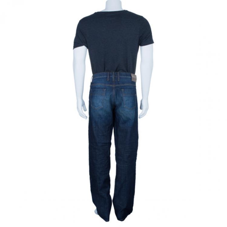 Pre Owned Gucci Men's Blue Super Stonewashed Denim Jeans L