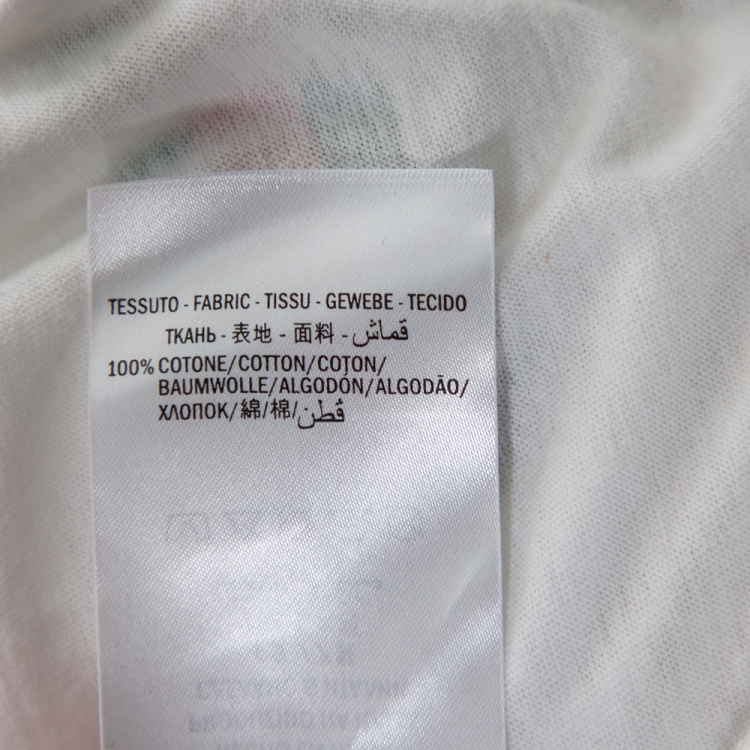 Pre Owned Gucci White Logo Printed Cotton Oversized Washed Crewneck T-Shirt XS