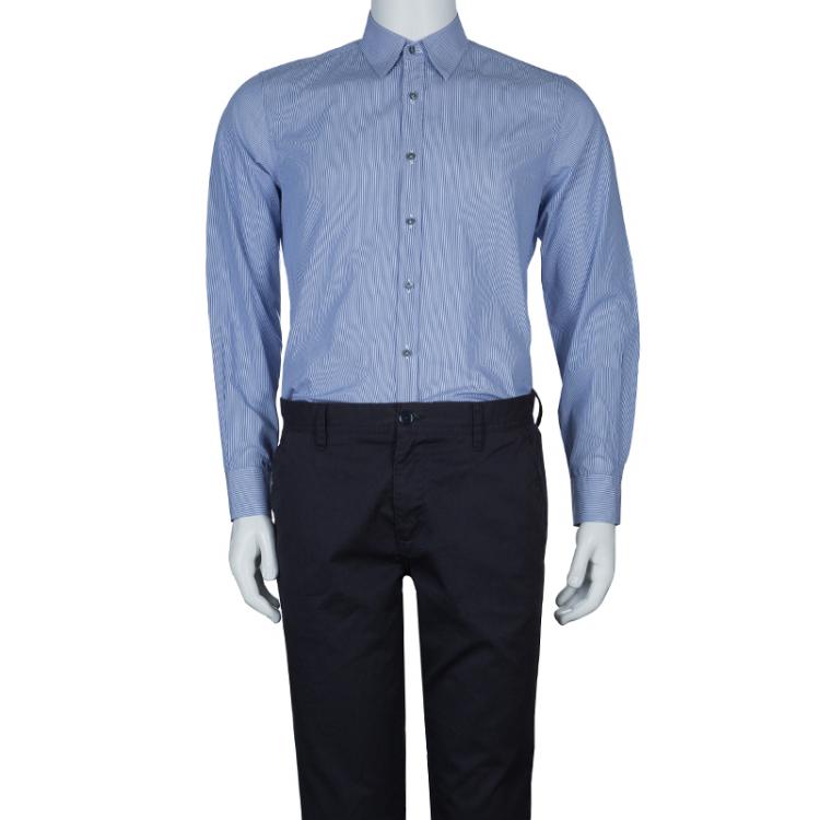 مملوكة مسبقًا Gucci Blue Striped Long Sleeve Buttondown Cotton Shirt M