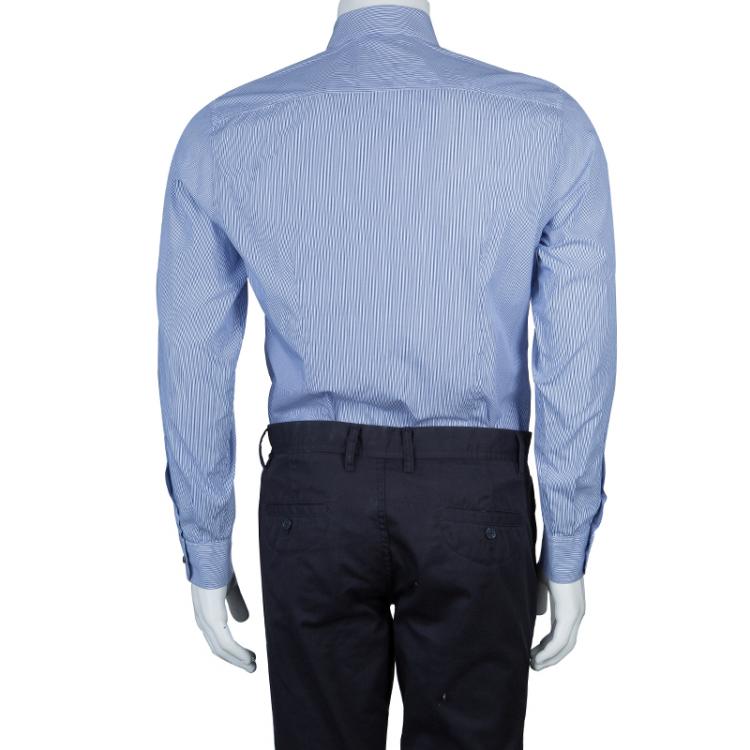 مملوكة مسبقًا Gucci Blue Striped Long Sleeve Buttondown Cotton Shirt M