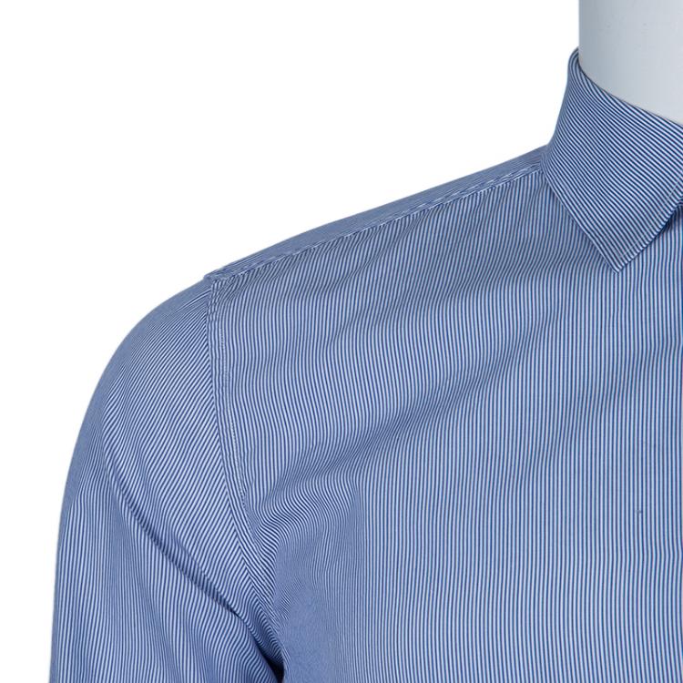 مملوكة مسبقًا Gucci Blue Striped Long Sleeve Buttondown Cotton Shirt M
