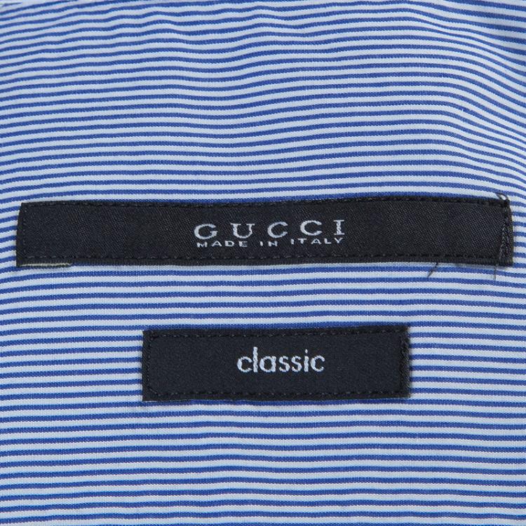 مملوكة مسبقًا Gucci Blue Striped Long Sleeve Buttondown Cotton Shirt M
