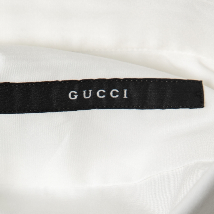 Pre Owned Gucci White Poplin Epaulette Detail Dress Shirt M