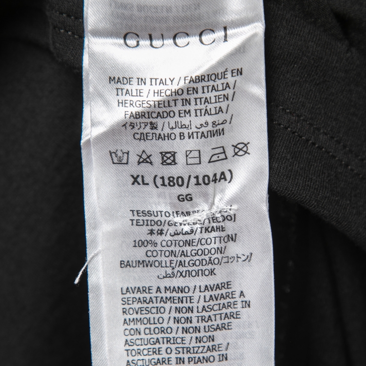 Pre Owned Gucci Black Logo Printed Washed Cotton Distressed T Shirt XL
