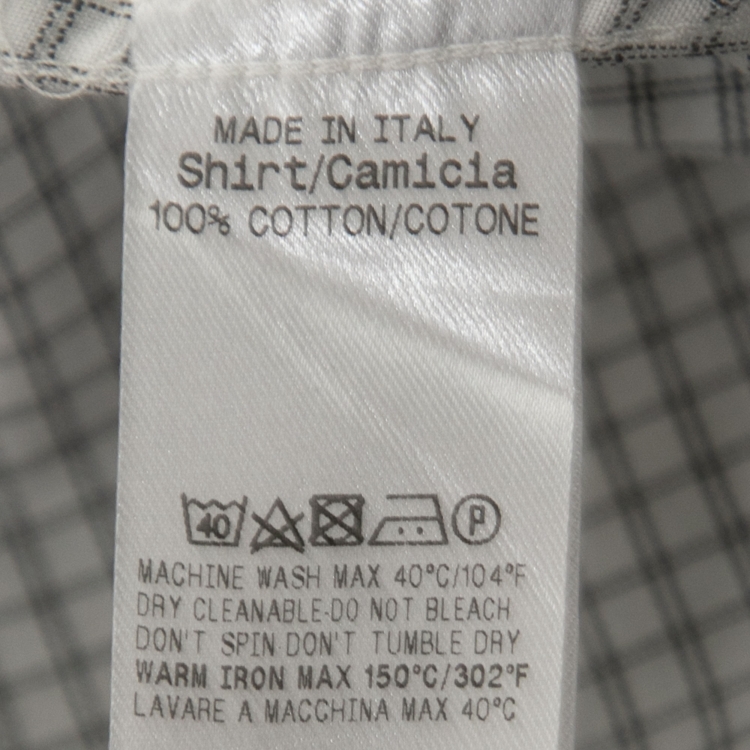 Pre Owned Gucci Monochrome Checked Cotton Button Front Shirt M