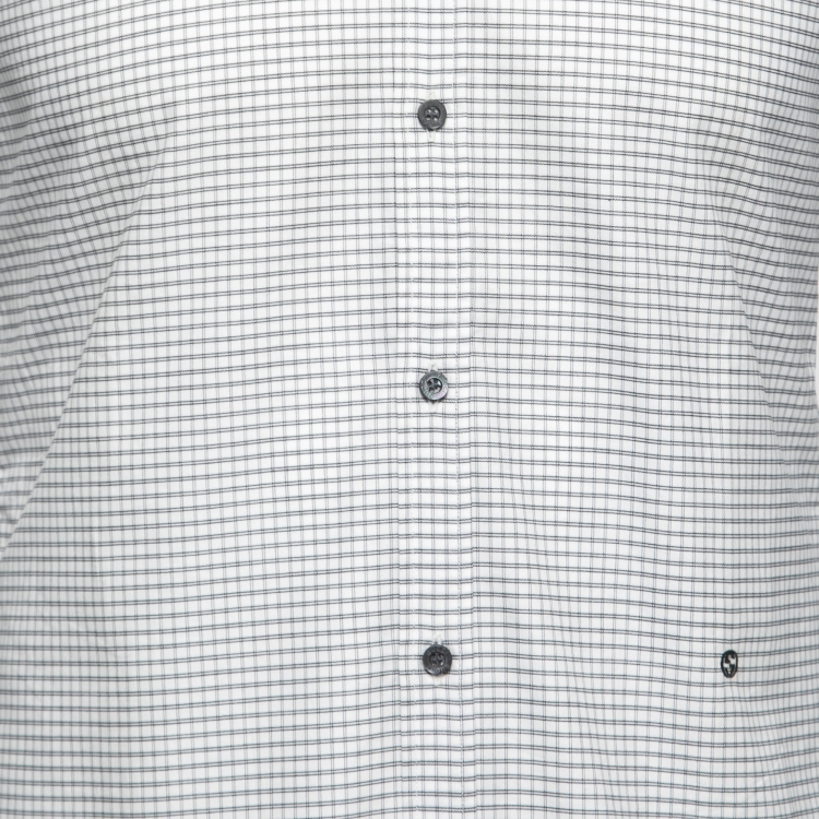 Pre Owned Gucci Monochrome Checked Cotton Button Front Shirt M