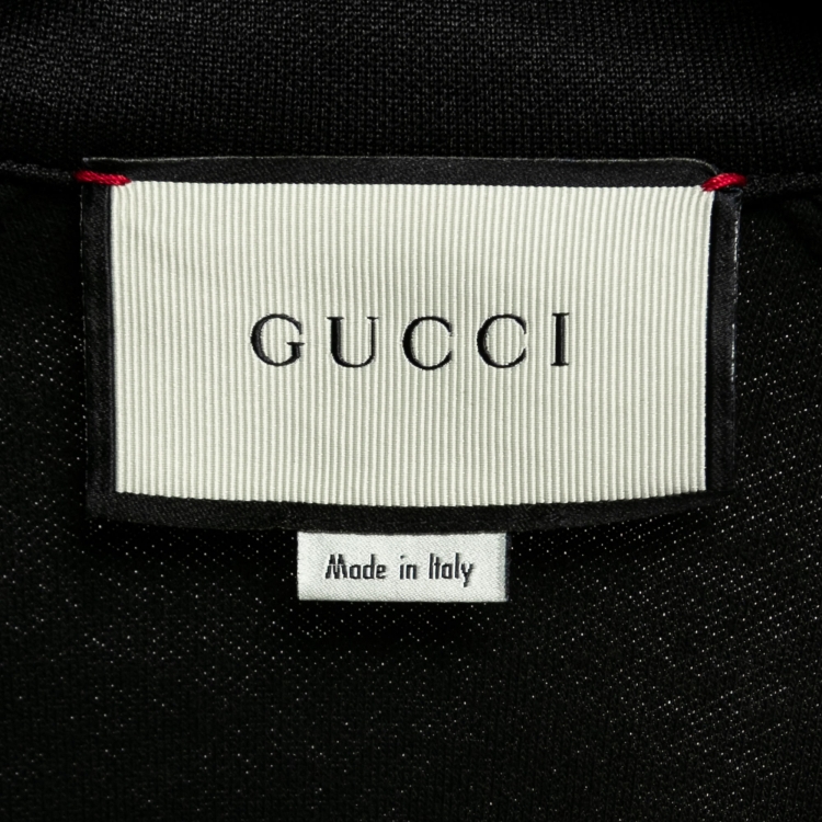 Pre Owned Gucci Black Technical Jersey Stripe Trim Zip-Up Track Jacket M