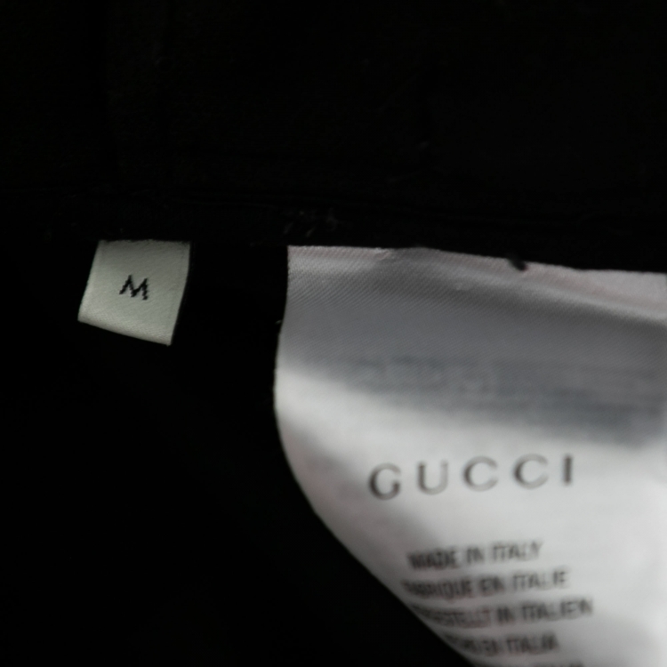 Pre Owned Gucci Black Technical Jersey Stripe Trim Zip-Up Track Jacket M