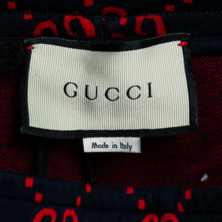Pre Owned Gucci Navy Blue GG Jacquard Cotton Web Stripe Trim Shorts L